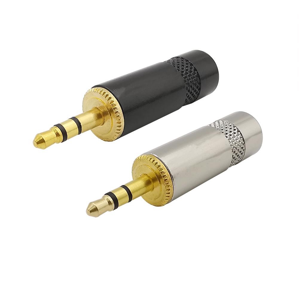 4PCS Gold Plated 3.5mm wire type earphone audio plug tripole 3.5mm plug stereo double channel 3 Pole 3.5mm male Plug Adapter