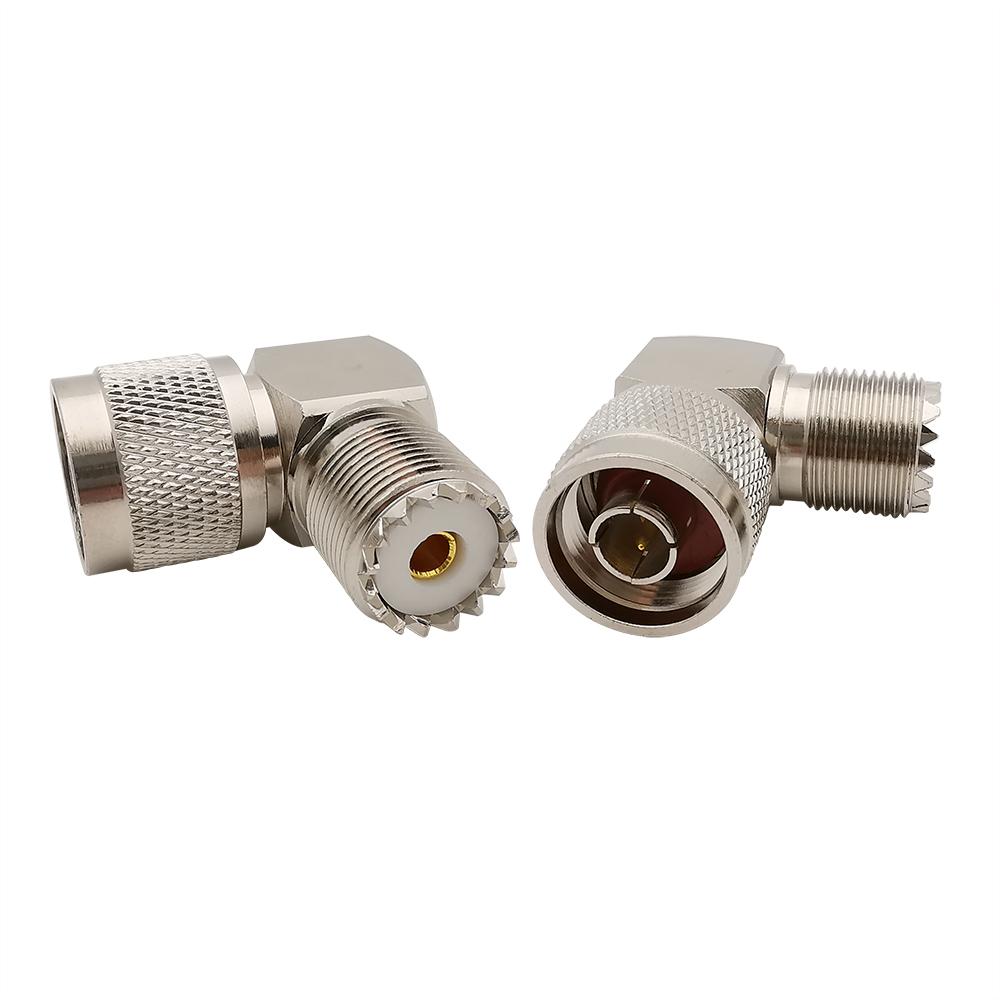 1Pcs L Shape N Male Plug to UHF SO239 SO-239 Female Jack Right Angle 90 Degree RF Coaxial Adapter Connector Nickel Plating