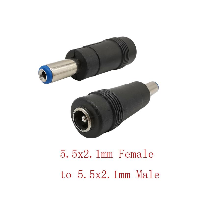 1/2/5Pcs DC Power connector 5.5x2.1mm Female socket to 5.5x2.1mm Male Jack Connector 5.5*2.1 male to female connector adapter