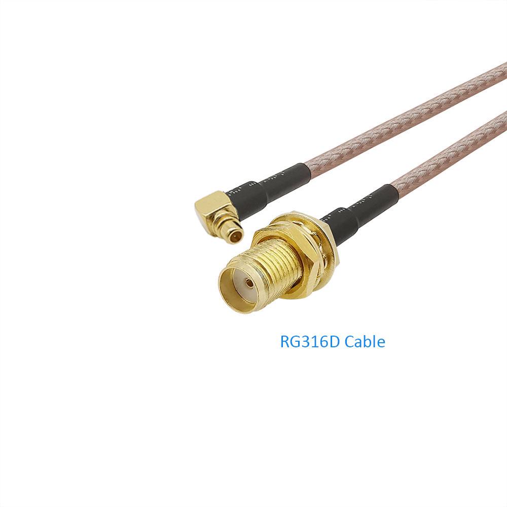1Pcs 30CM MMCX Male Plug Right Angle to SMA Female Jack RG316D MMCX RF Coaxial Pigtail Jumper Low Loss Cable