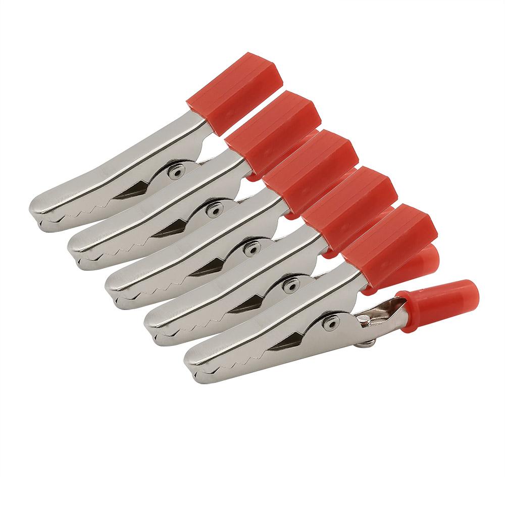 2/10/20Pcs red Crocodile Clip Cable Lead 55mm Insulated Plastic Handle Electrical Clamp Alligator Clips connector crocodile