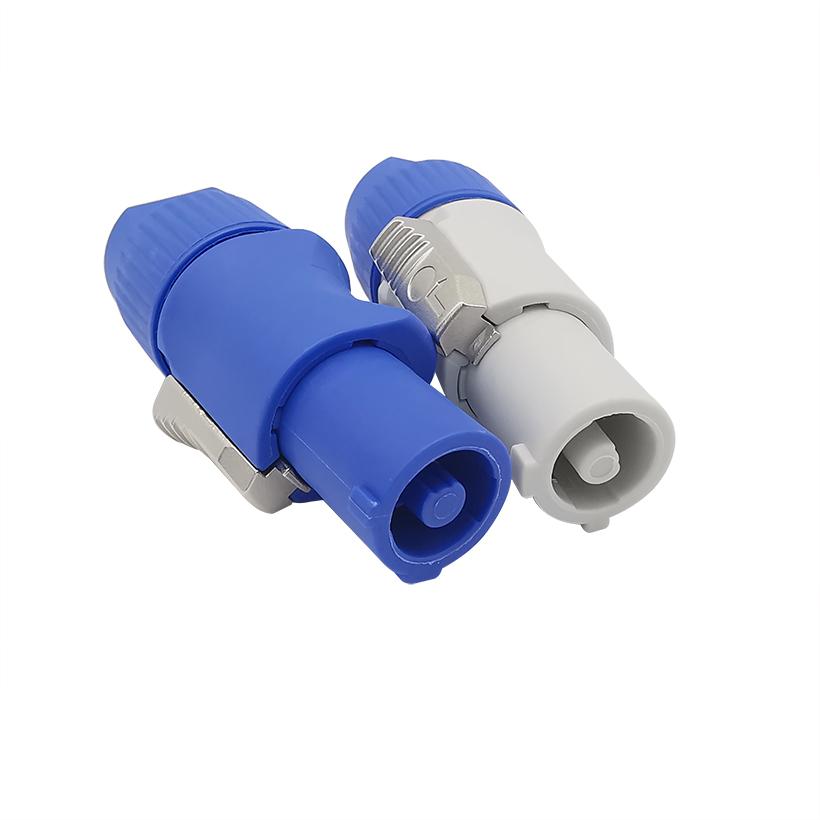 2PCS 3Pin NAC3FCA NAC3FCB Male Plug Blue (Input)+White (Output) Plug+Female Socket 20A 250V AC Power LED Speakon Conne