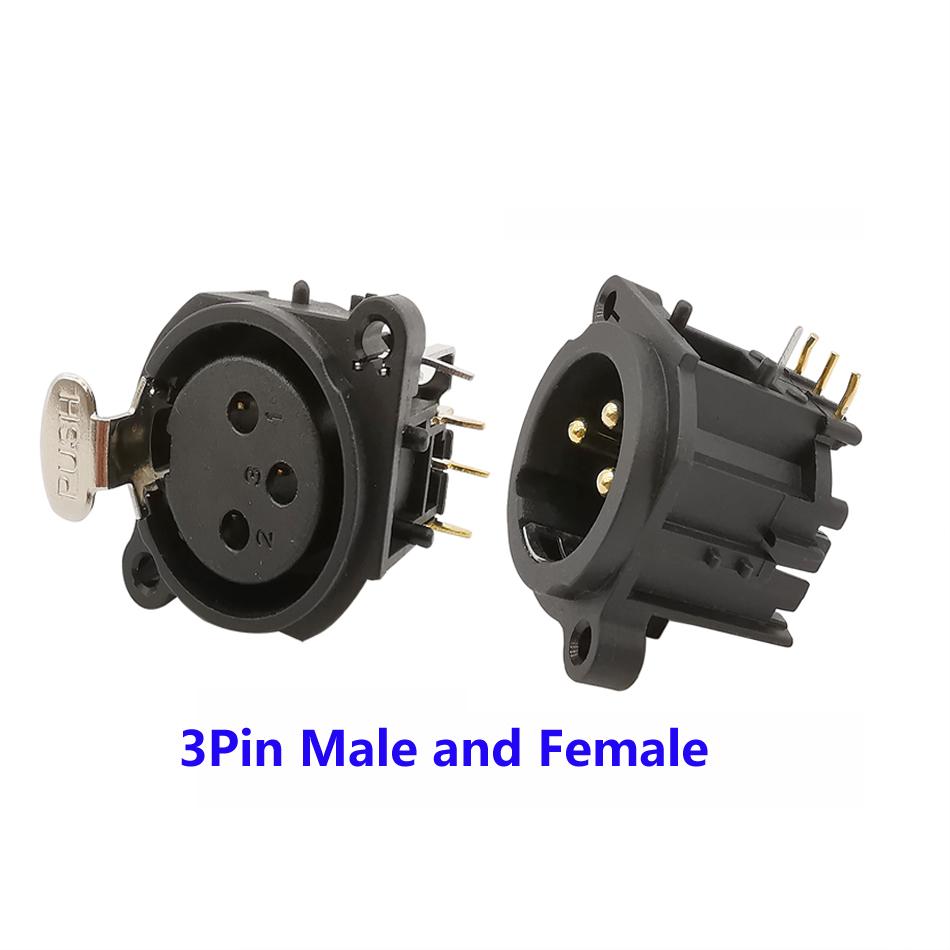 1/2Pcs 3Pin XLR Male &Female Connector PCB Panel Mount Chassis Plug and Socket XLR Connectors Adapter