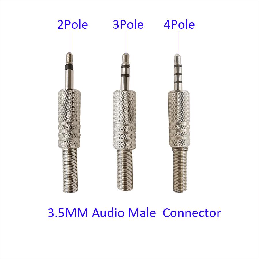 1Pcs Replacement 3.5mm 2/3/4 Pole Male Repair Headphones Audio Jack Plug Connector 1/8" Mono Dual Stereo Soldering Adaper