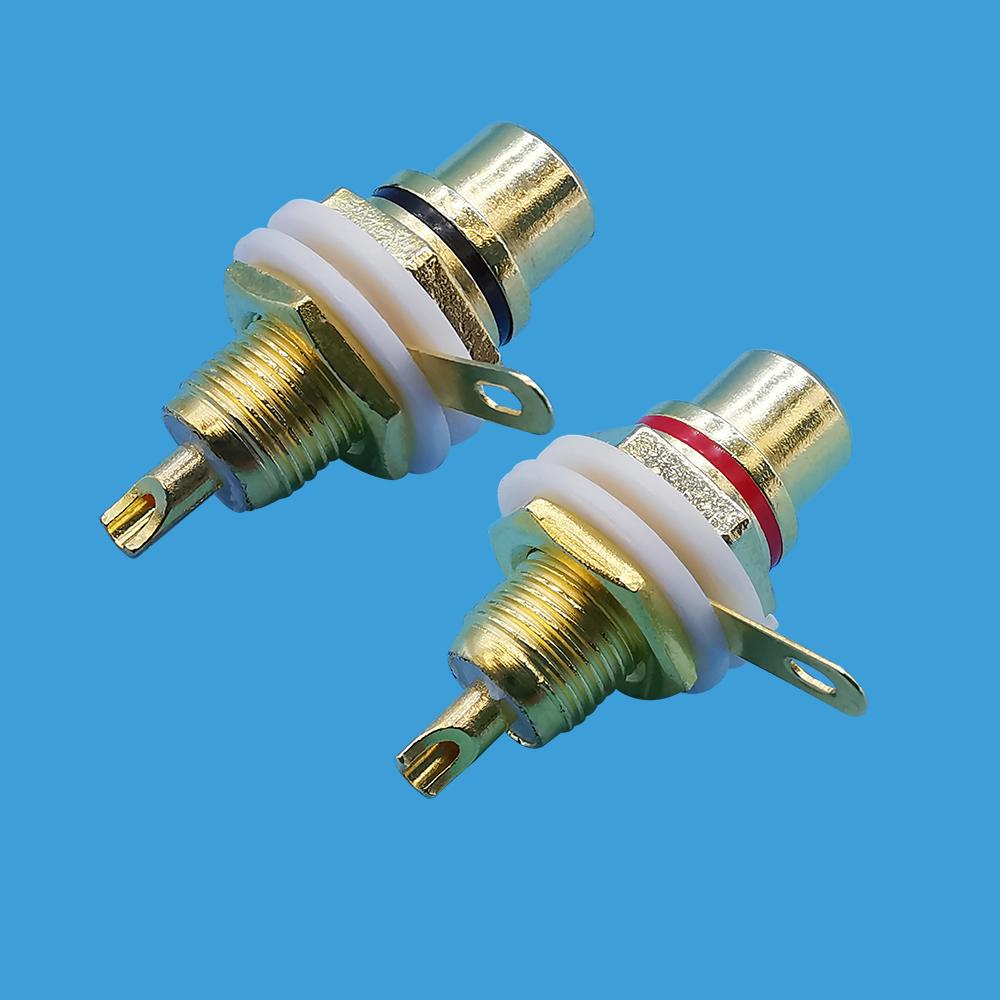 4Pcs RCA Female Connector Gold Plated Panel Mount Terminal Sockets Audio Adapter For Amplifier Speaker