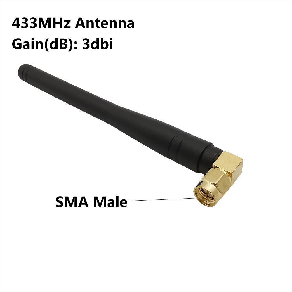 4Pcs 433MHz WIFI Antenna 3dbi Lora SMA Male Plug Connector Right angle Waterproof Gas Meter Adapter For Communications Antennas