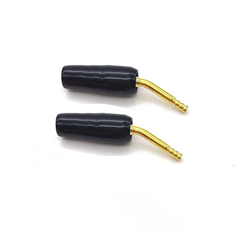 2Pcs 2mm Banana Plug Adapter Angle Pin Gold Plated Screw Lock Terminals Wiring Cable Connector for Audio Video Speaker Black Red