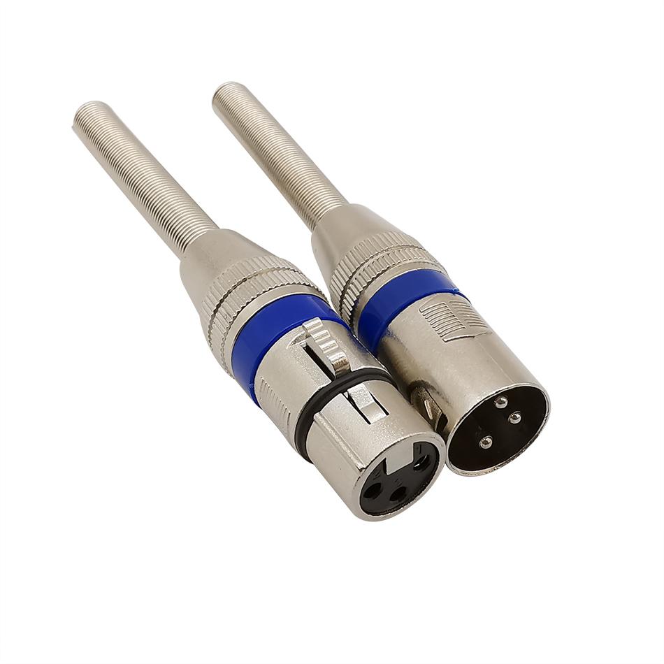5Pcs XLR 3 Pin Plug Connectors Microphone Male Female Mic Audio Video Cable Adapter Jack Socket With A Long Spring Extension
