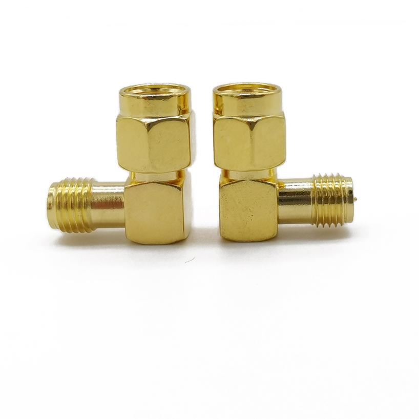 4Pcs RP SMA Male to female RP SMA Male Jack To RP SMA Female Jack Screw Thread Connector 90 Degrees Right Angle RF SMA Adapter
