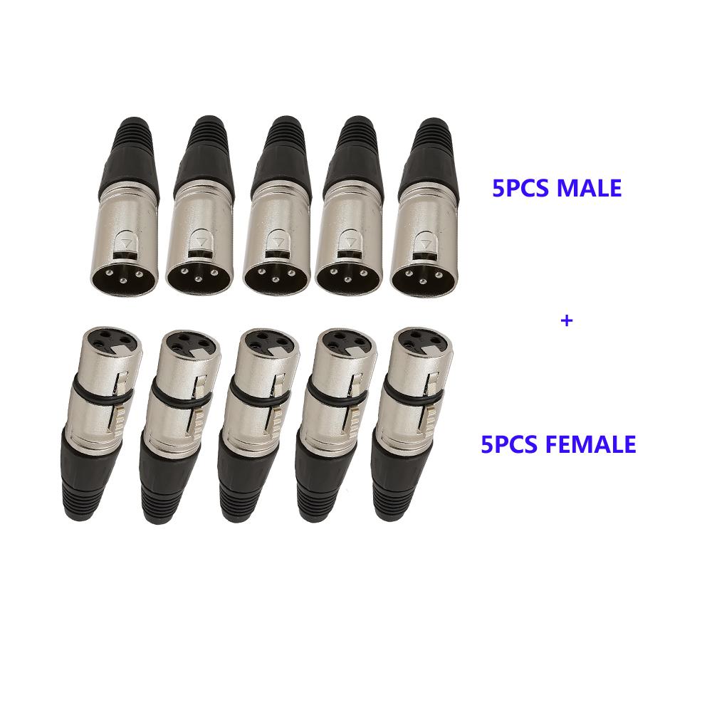 10PCS 3Pin XLR Microphone Audio Connectors Soldering Type Male and Female Cannon Plug Cable Terminals for MIC
