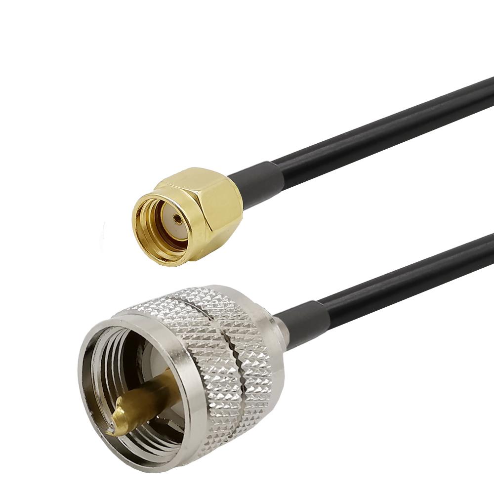 1Pcs RP SMA Male to UHF SO239 PL259 Male 50CM RG58 Cord Coaxial Extension Cable for Ham Radio CCTV VCR Antenna