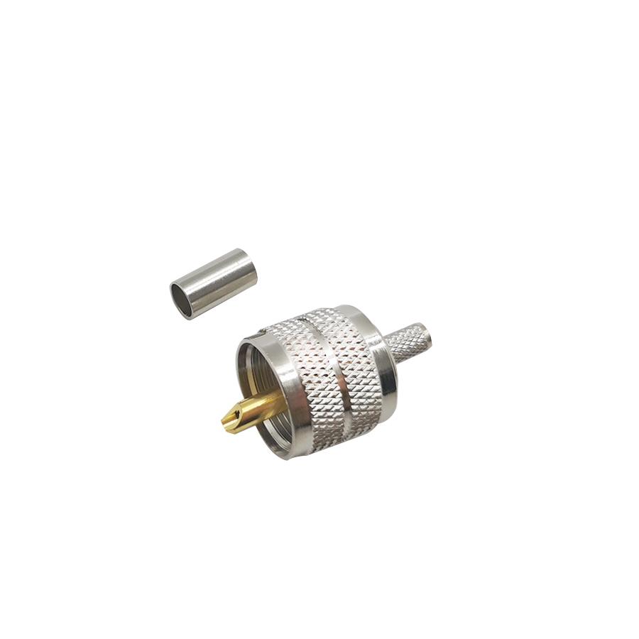 1PCS UHF Plug Connector PL259 Male Adapter Crimp for RF Coaxial Cable RG58 LMR195 RG400 Screwed Coupling