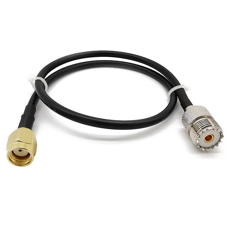 RP SMA Male to UHF Female SO239 Connector 1M LMR-195 Handheld Radio Cable for Yaesu Icon Alinco Kenwood Wouxun & TYT Amateur