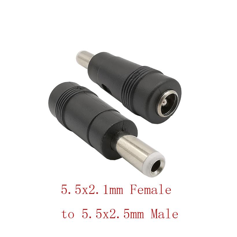 1/2/5Pcs 5.5x2.1mm Female jack to 5.5x2.5mm Male plug DC power connector female to male Adapter 5.5*2.1mm 5.5*2.5mm connector