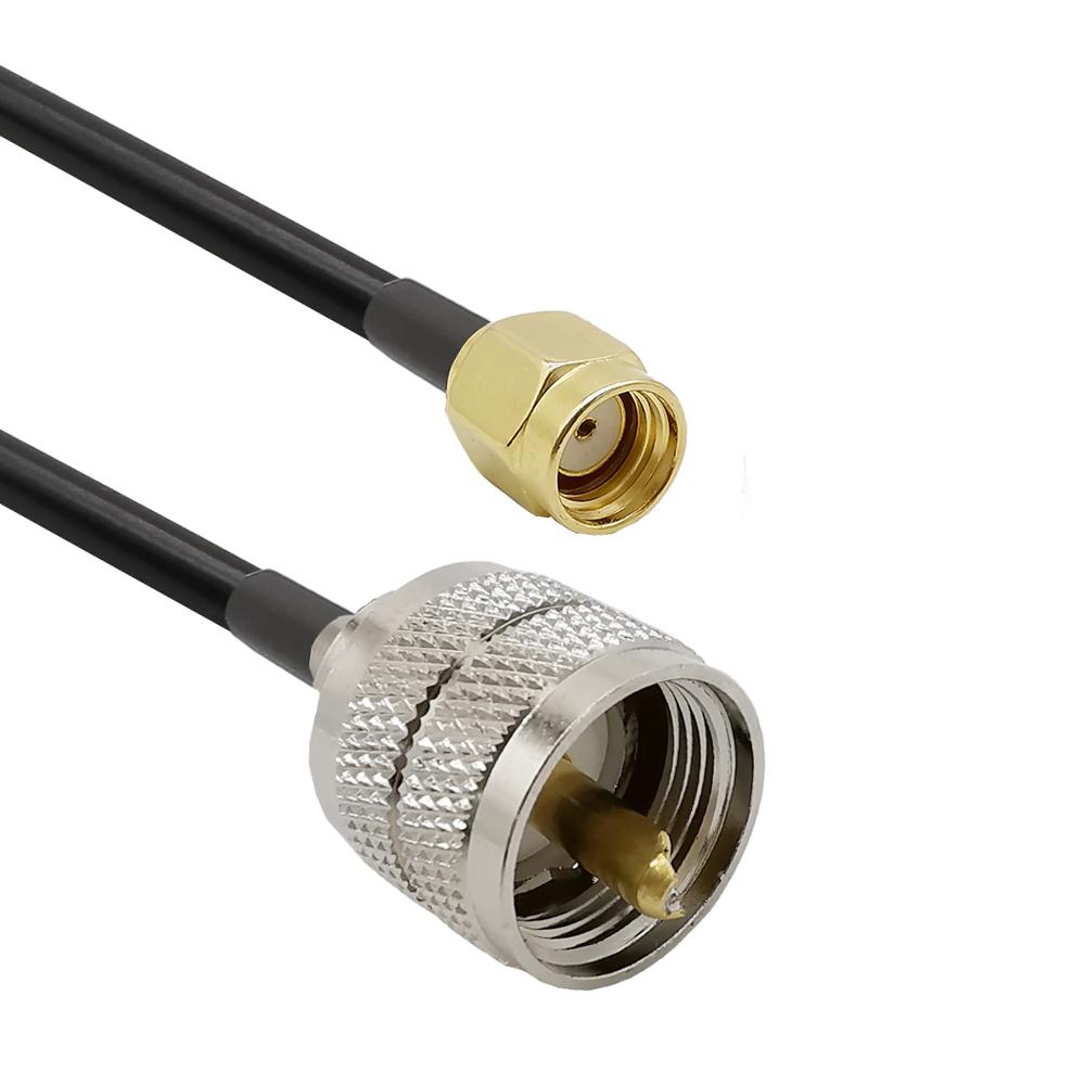 RP SMA Male to UHF Male SO239 PL-259 RF LMR200 Digital Jumper Cable for Yaesu Kenwood ICOM Antenna Analyzer 50CM Length