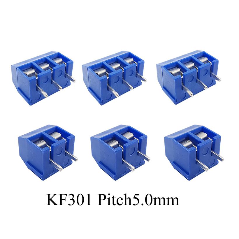 100Pcs KF301-2P Pitch 5.0mm Screw PCB Terminal Block Connectors Straight Type KF301-3Pin Spliceable Plug-in Terminal kit