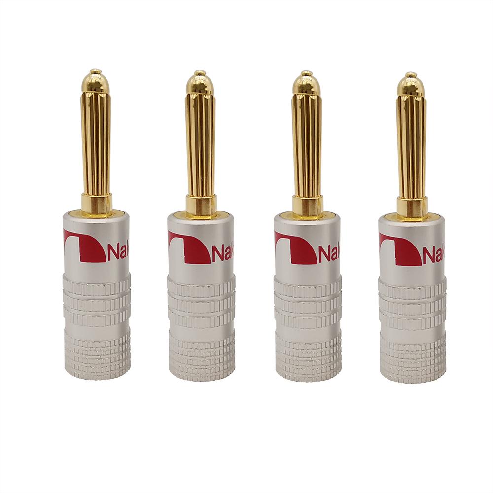 4Pcs 24k 4mm Banana Plugs Gold Plated Cables Wire Audio Speaker Connectors Banano Adapter For Amplifier