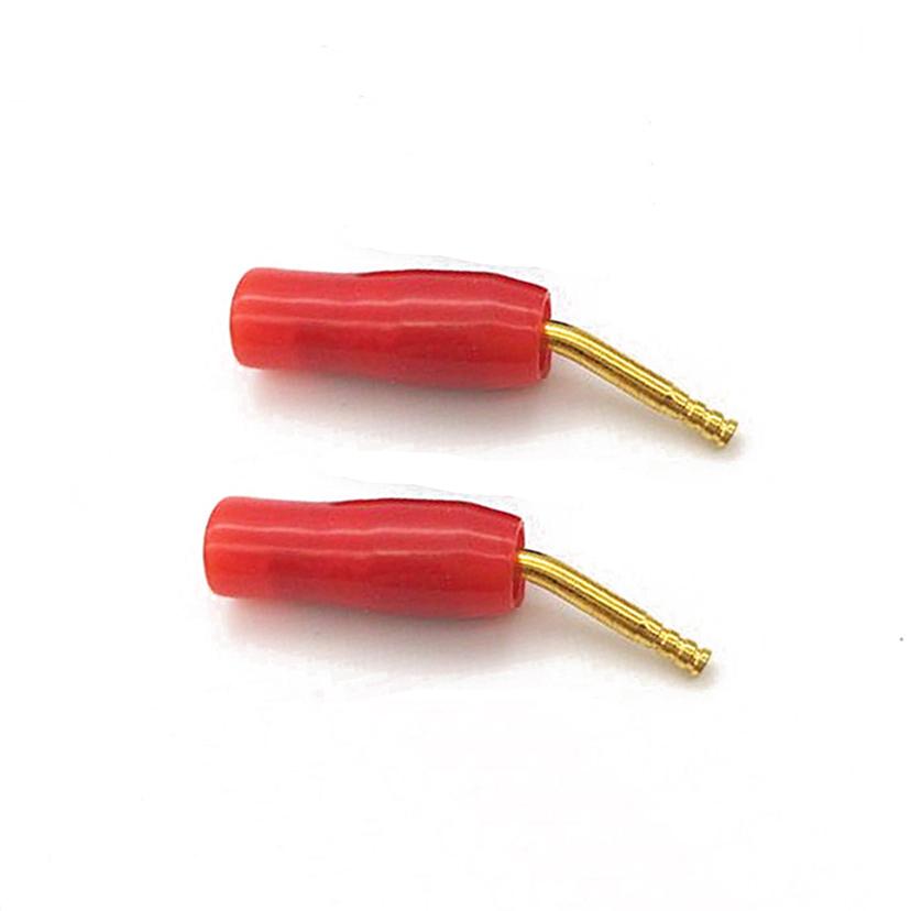 10Pcs 2mm Banana Plug Adapter Angle Pin Gold Plated Screw Lock Terminals Wiring Cable Connector Audio Video Speaker Black Red