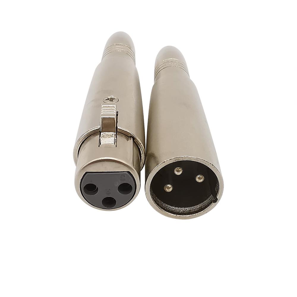 2Pcs 3 Pin XLR Female Male to 1/4" 6.5mm Female Jack Audio Adapter Mixer Microphone Speaker Connectors