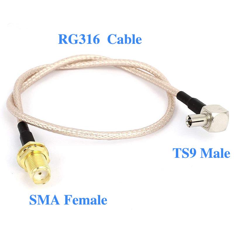 10Pcs RG316 10cm TS9 Male Plug Right angle to SMA Female Jack Connector Pigtail Extension Cable
