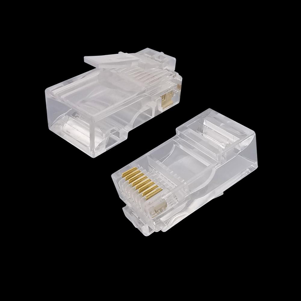 100Pcs Five Crystal Head RJ45 Unshielded 8Pin Crystal Head Network Cable Plug 8P8C Crystal Head Adapter