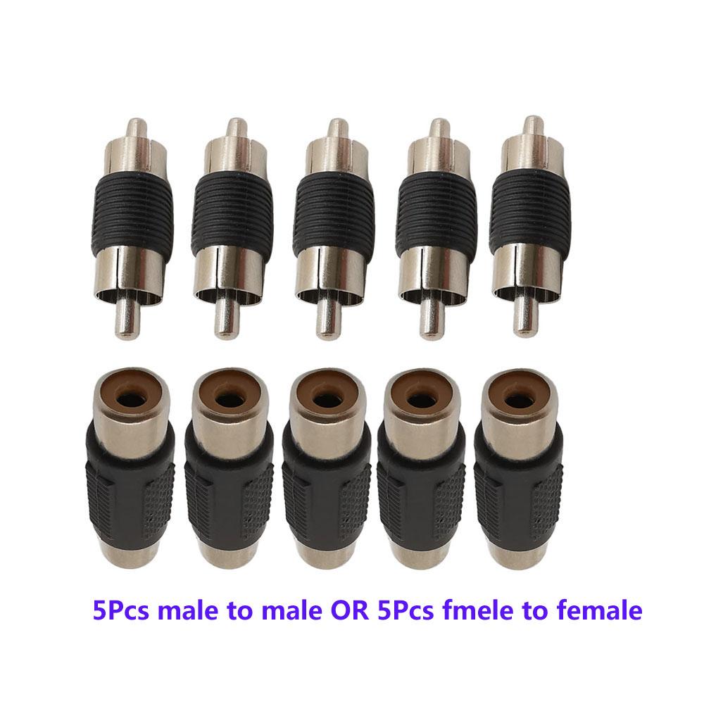 5Pcs RCA Connector Male to Male Connector RCA Female to Female Adapter Audio Video AV Cable Plug Socket For CCTV Camera