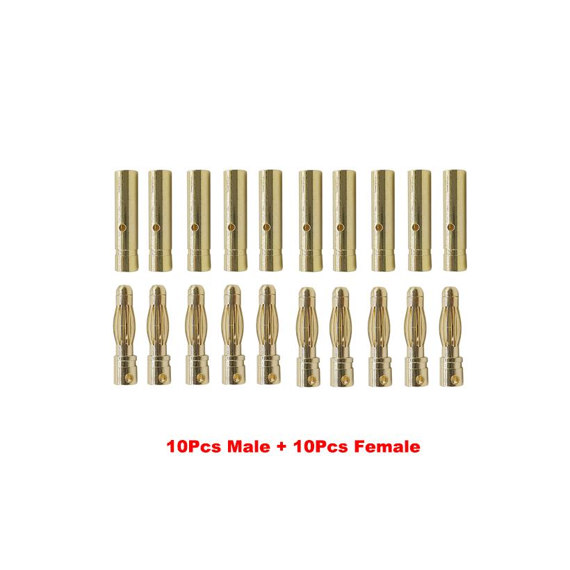20Pcs/10Pair Male Female Bullet Banana Plug Socket Adapter 2mm 3mm 3.5mm 4mm Gold Plated Banane Connector Kits for RC Battery