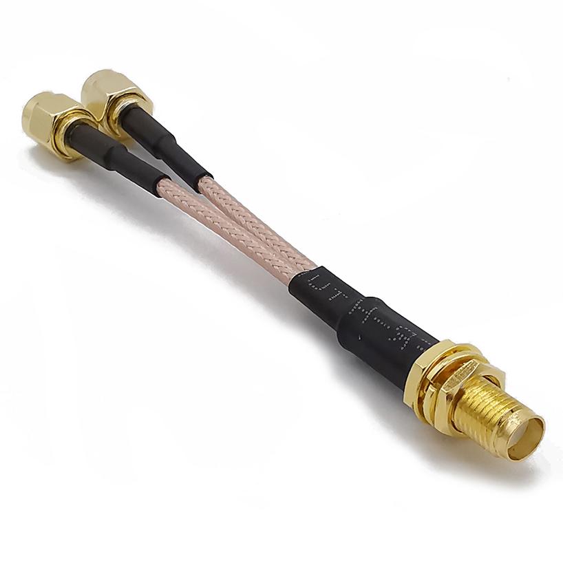 1Pcs Dual SMA Male plug to SMA Female socket RG316 Antenna Adapter Splitter Combiner Y Type Cable 15CM length