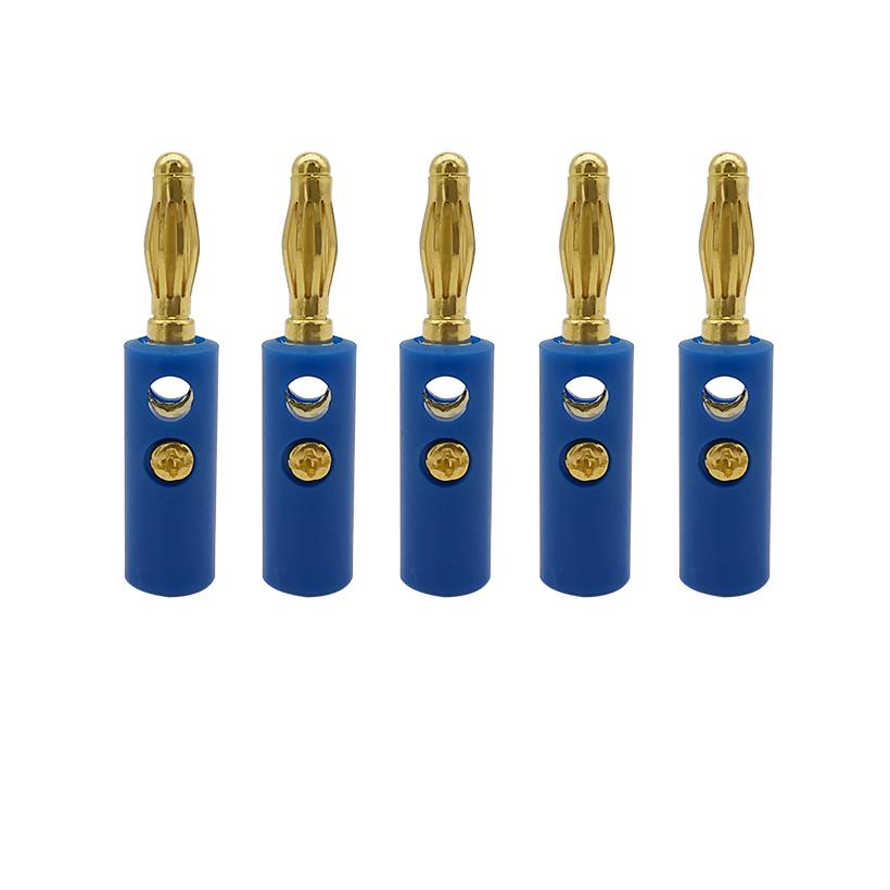 100Pcs Blue Audio Speaker Screw 4mm Banana Plug Male Adapter Gold Plated 4mm Banana Cable Wire Connector ABS Insulator