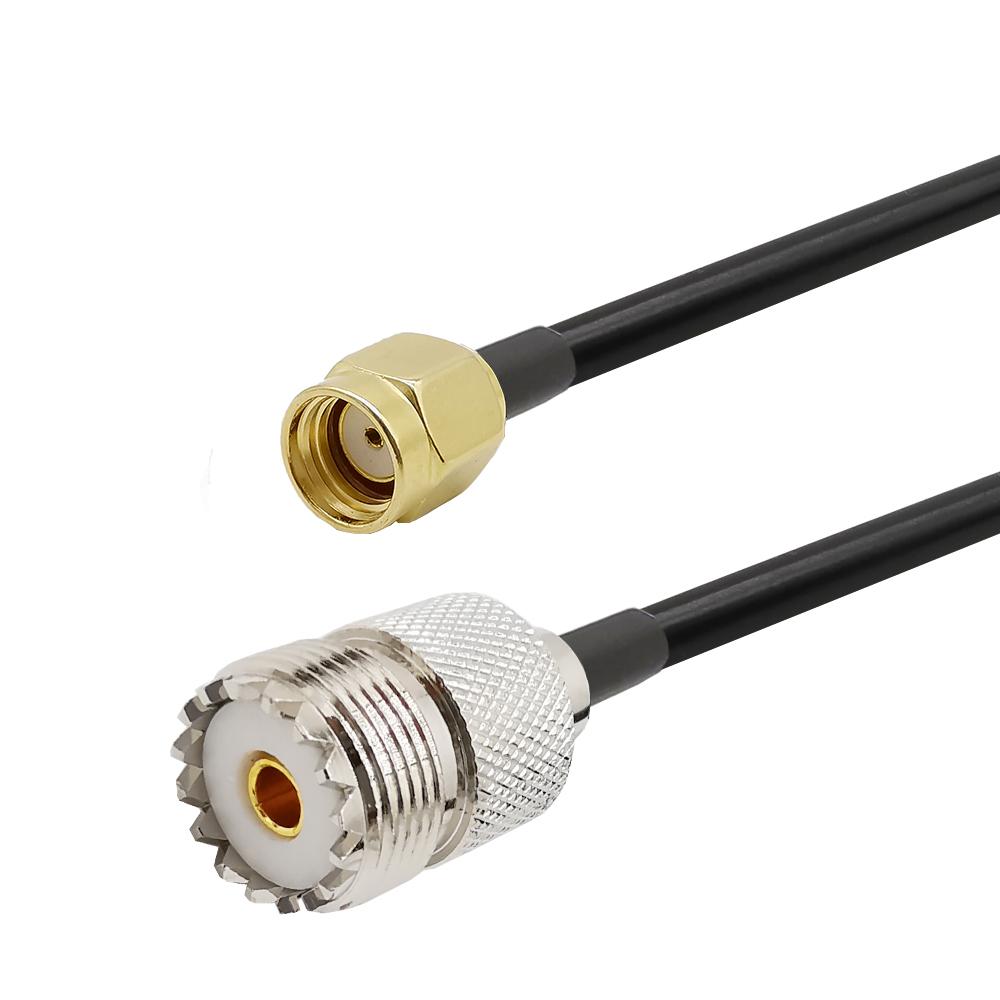 RPSMA Male to UHF SO239 Female 1Meter RG58 Coaxial Pigital Cable For Yaesu Icon Alinco Kenwood Wouxun Low Loss