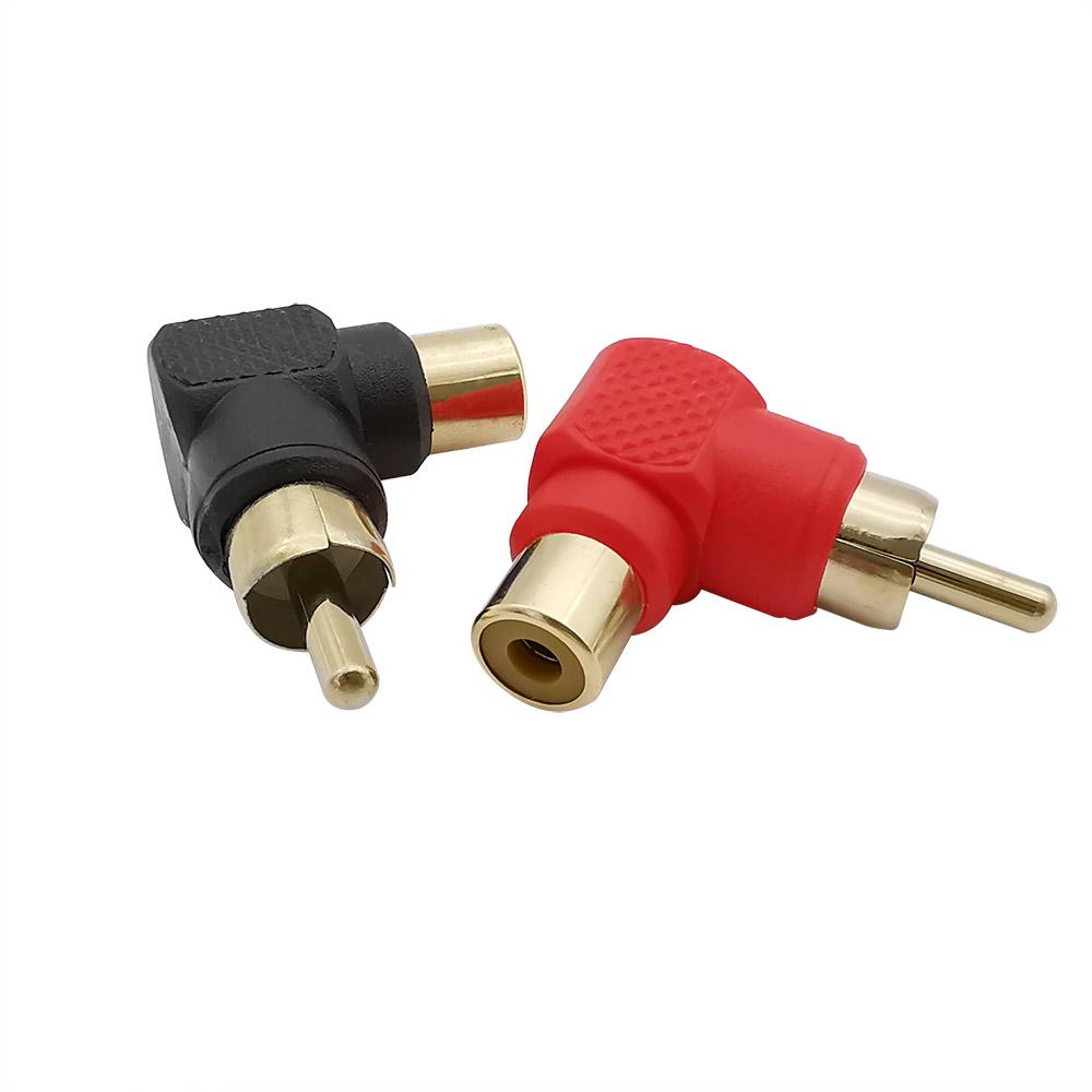 10PCS L Shape Red black Right Angle RCA Connector Audio Adapter Male to Female M/F 90 Degree AV RCA Elbow Plug Jack Extender
