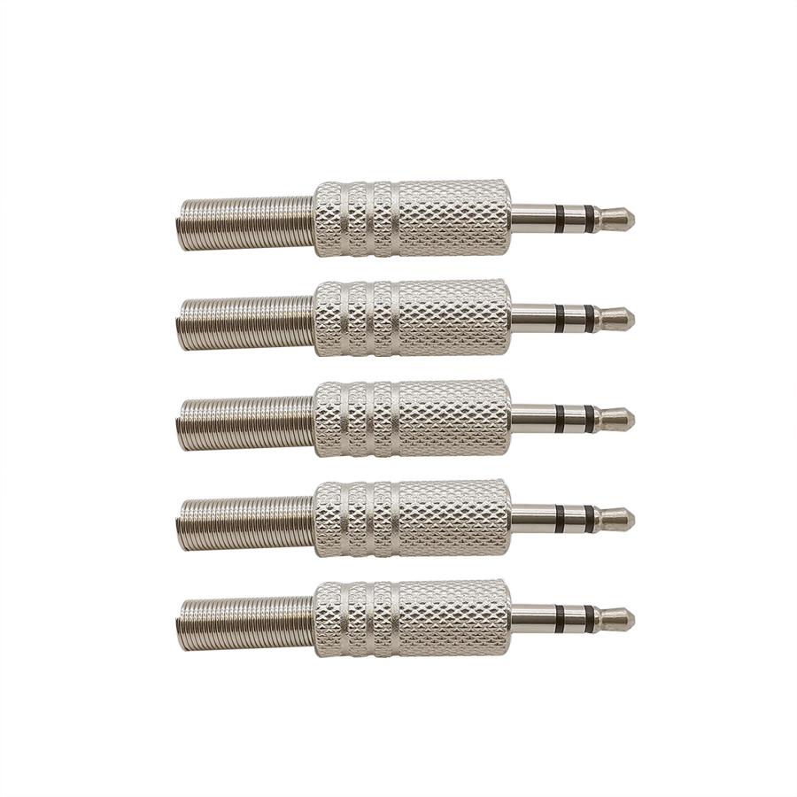 5Pcs 3Pin 3.5mm Audio Male Plug Connector Headphones Jack Spring Soldering Type Dual Channel Adapter For Most Earphone