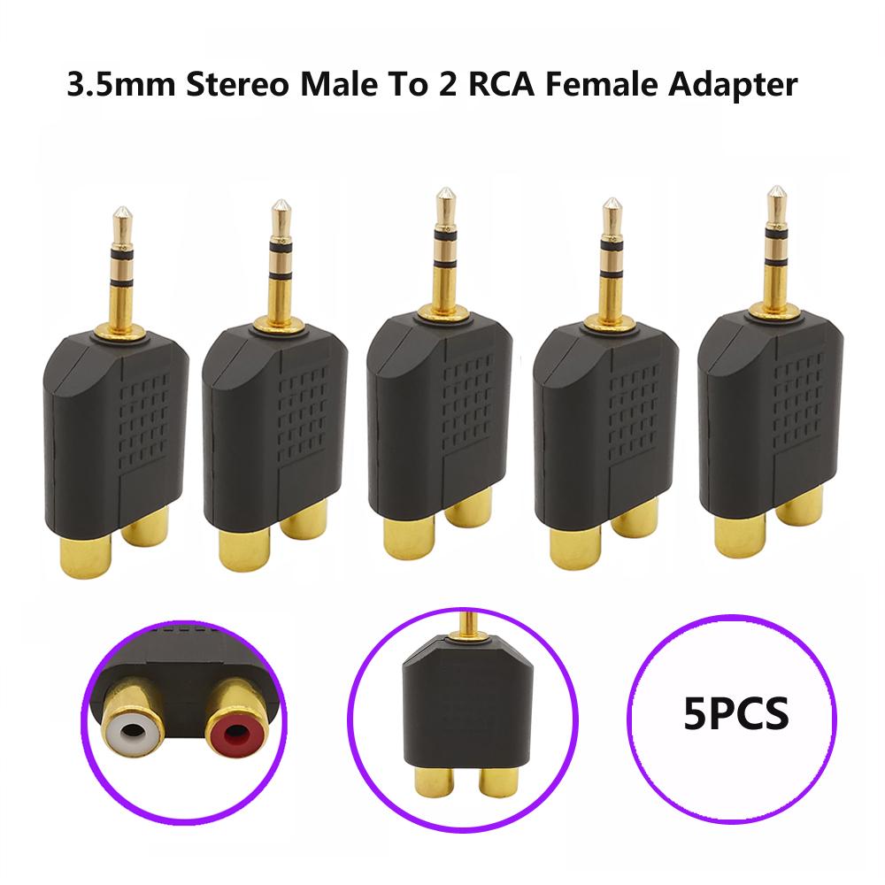5PCS 3.5mm Stereo Male to 2RCA Female Adapters Connect smartphones, MP3 players,Audio Splitter Adapter, Dual RCA Jack Connector