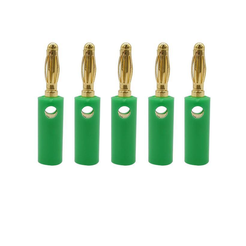 100Pcs Green 4mm Banana Plug Audio Speaker Screw Male Adapter 4mm Banana Wire Cable Connector Gold Plated