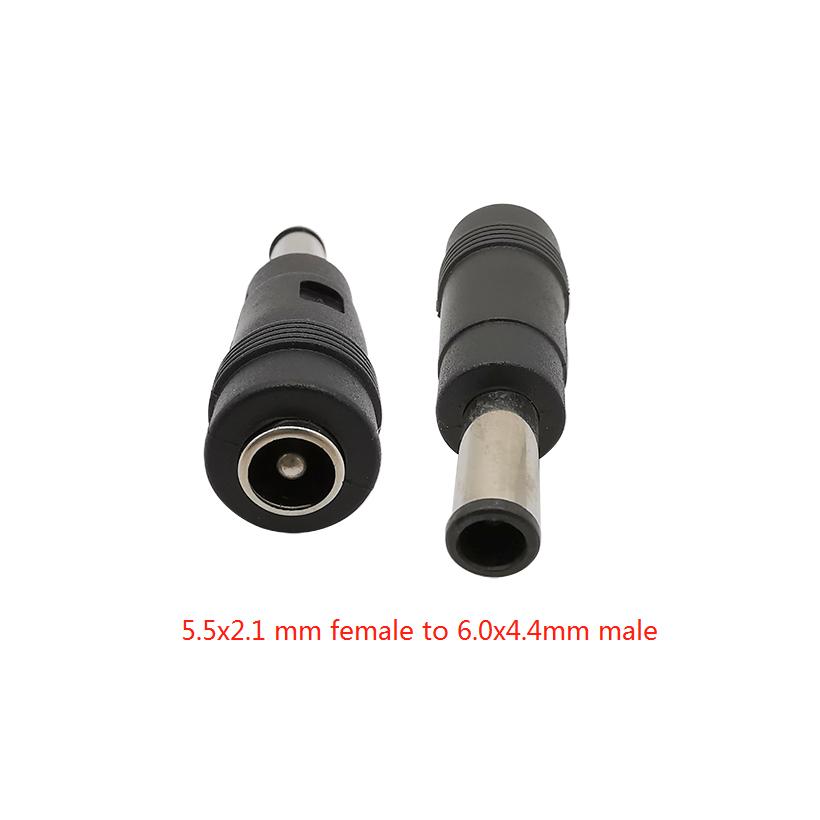 1Pcs DC Power Connector 5.5x2.1mm female socket to 6.0x4.4mm male plug female to male DC plug adapter DC power pin for Laptop