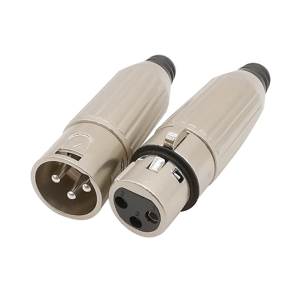 2Pcs XLR Connector XLR 3Pin Male Plug & Female Socket Cable Wire Adapter For Microphone Speaker Connectors