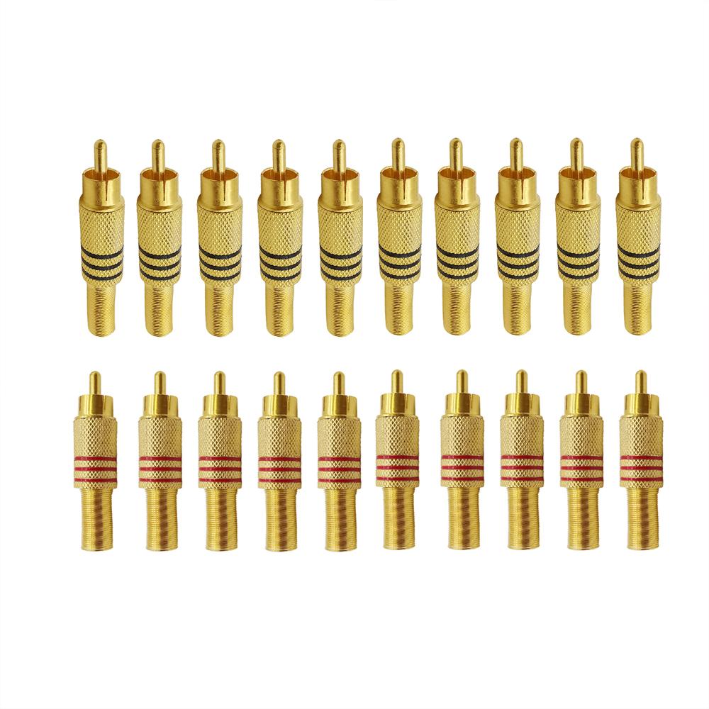 100Pcs RCA Connector Gold Plated Plug Audio Male Adapter With Spring Cable Protector