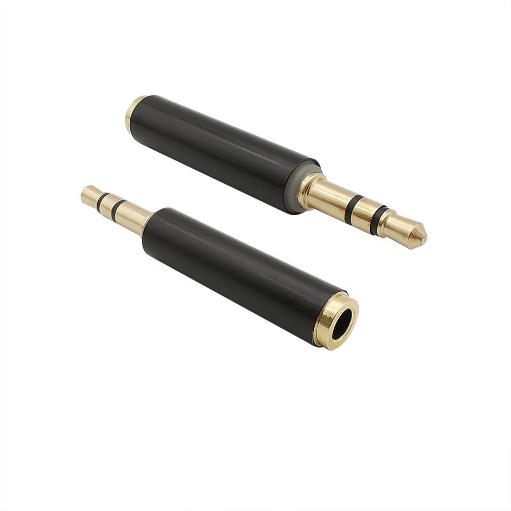 2Pcs 3.5mm 3 pole Male to 3.5mm 4 pole Female Connectors TRS Male to Female TRRS Audio Stereo Adapter Dual Channel Gold Plated