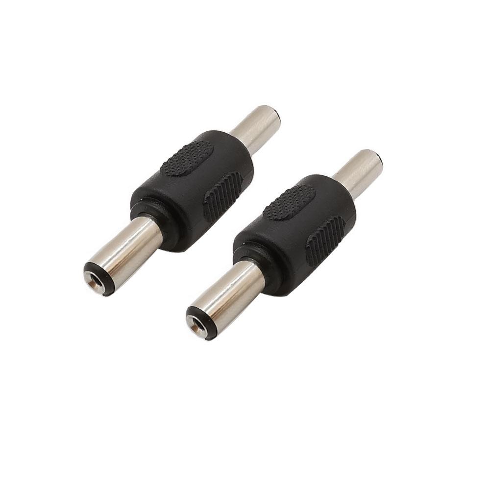 2Pcs DC Power Plug male to male 5.5*2.1MM / 5.5X2.1mm double Jack head Conversion Panel Mounting Adapter Connector