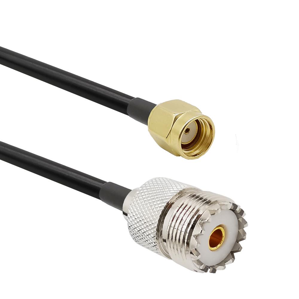 RP SMA Male to UHF SO239 Female 15Meter RG58 Coaxial Pigital Cable For Yaesu Icon Alinco Kenwood Wouxun Low Loss