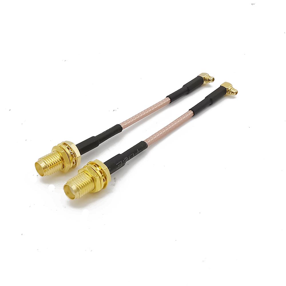 2Pcs RF SMA Female to MMCX Male Right Angle Pigtail Cable RG316D Double Shield Silver Low Loss SMA-MMCX Adapter