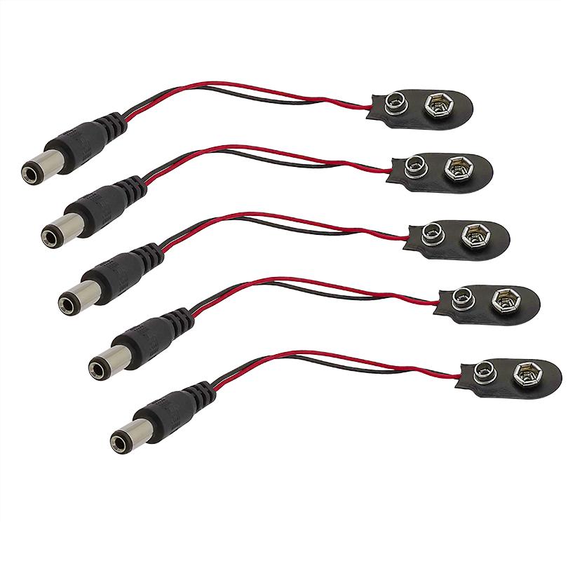 50Pcs I type 2.1 x 5.5mm Male to 9V Battery Clip 15CM cable 9V I-type Connector