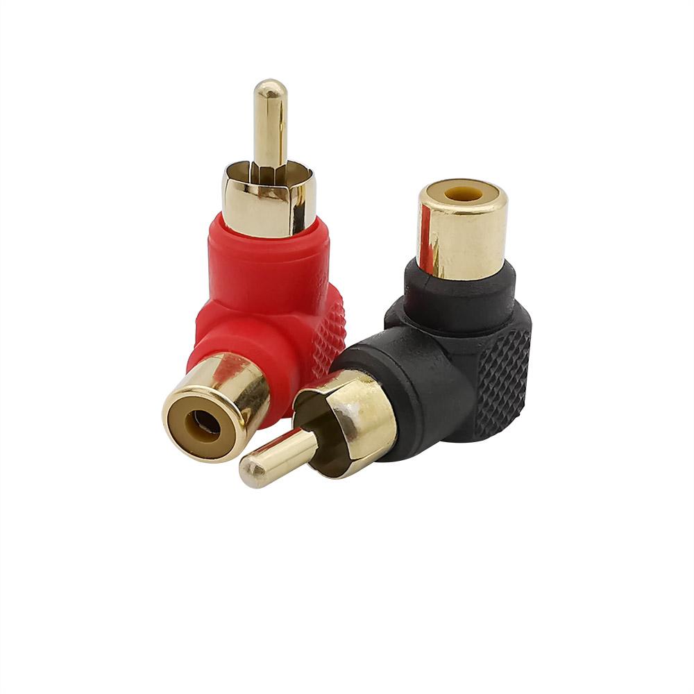 1/2/5Pair Red+black Right Angle RCA Connector Audio Adapter Male to Female M/F 90 Degree AV RCA Elbow Plug Jack Extender L Shape