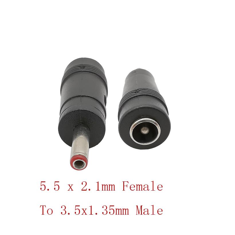 1/5Pcs 5.5x2.1mm Female jack to 3.5x1.35mm Male Plug 5.5*2.1 to 3.5*1.35mm female to male DC Power Jack plug Adapter for PC