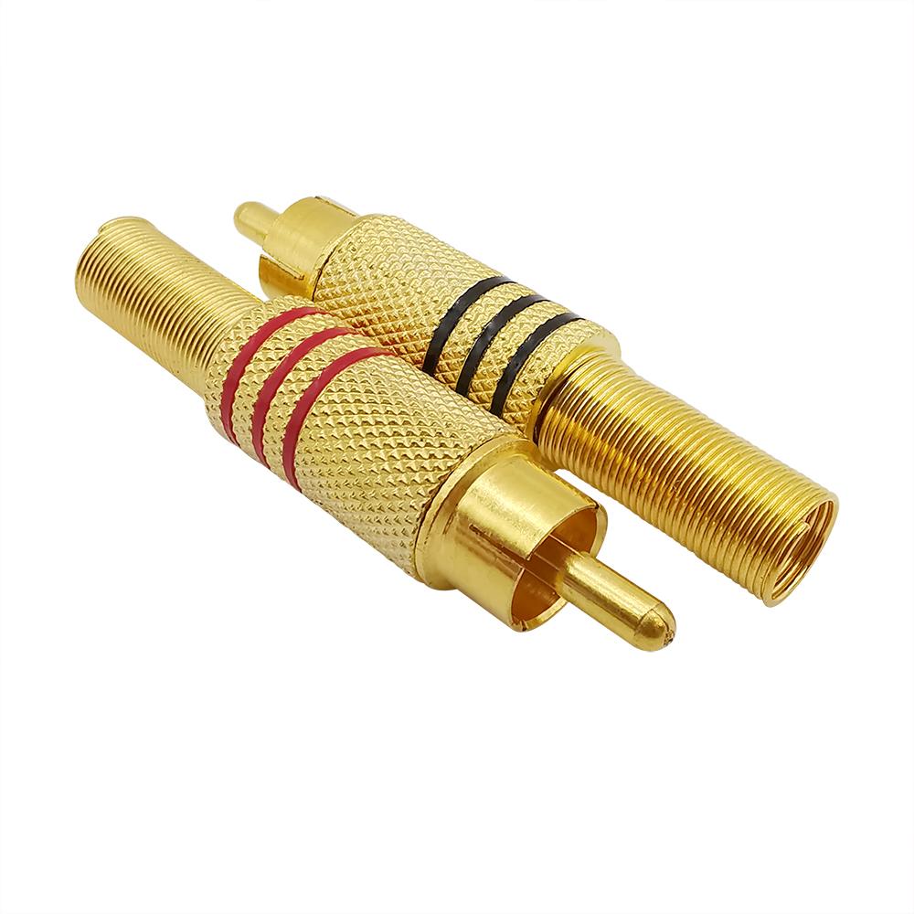 1/2/4Pcs Gold Plated RCA Connector Plug Audio Male Adapter With Spring Cable Protector