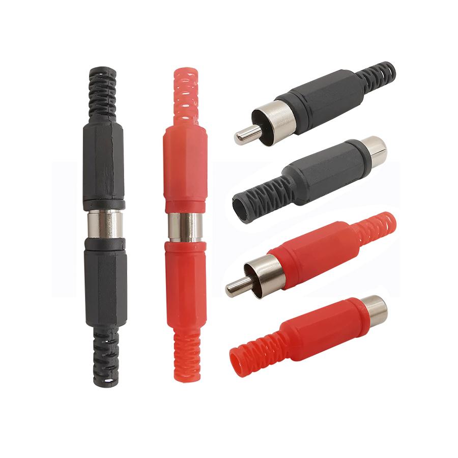 5Pcs RCA Plug Male / Female Socket lotus Audio Video Connector Red Black Solder cable Adapter