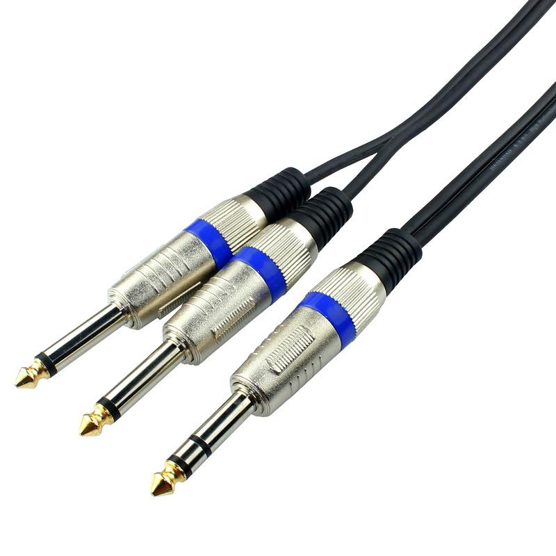 1Pcs 3M Metal Plug 6.35mm 1/4Inch Male Stereo to Dual 6.35mm 1/4" Mono Y Splitter Audio Cable Line for Signal Transmission