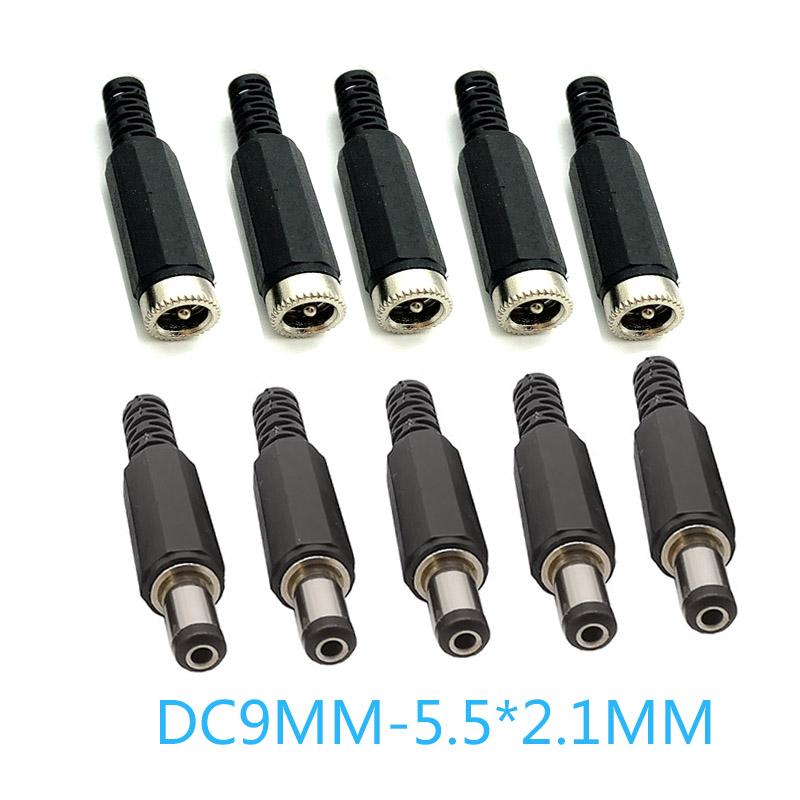 20Pcs DC Power Jack Plugs Male/Female Socket Adapter Connectors 2.1x5.5mm For DIY Projects 5.5*2.1mm Female Male Plug