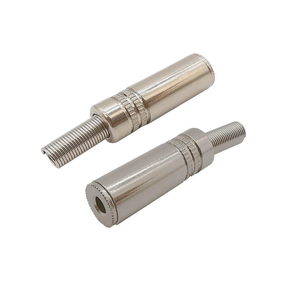 1/2/4Pcs Jack 3.5mm 3 pole stereo female audio connector metal socket solder cable wire adapter with spring 1/8 inch Earphone