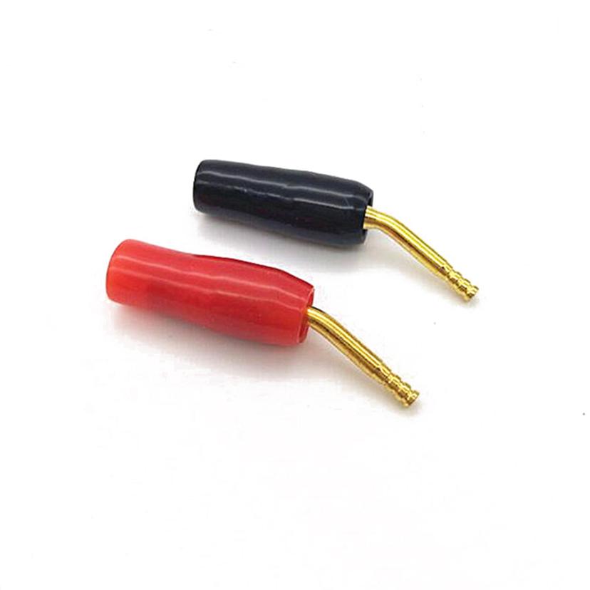 2mm Banana Plug Connector Angle Pin Gold Plated Screw Lock Terminals Wiring Pin Banana Plug Adapter for Wire Cable Hi-fi Speaker